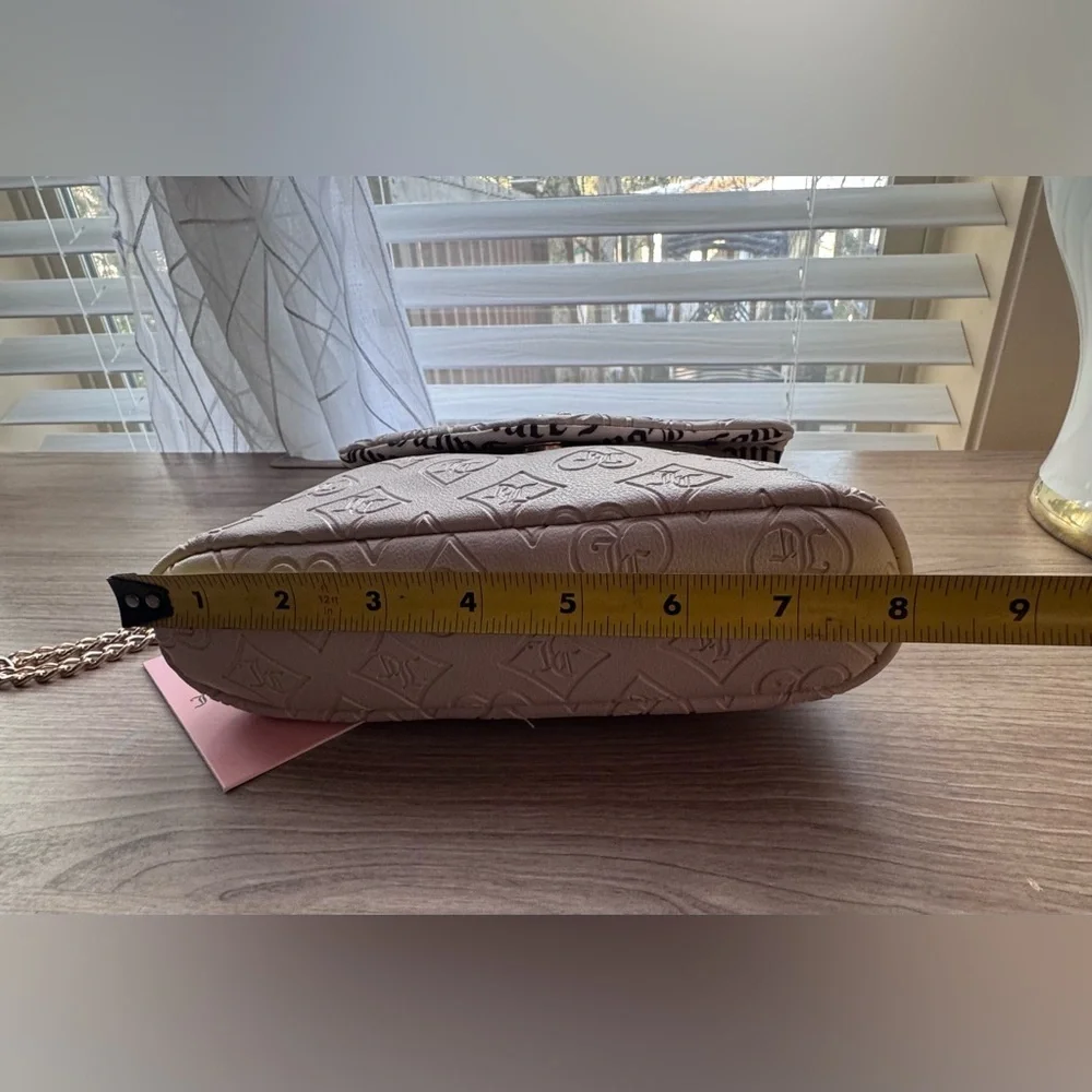 Juicy Couture Cream Embossed Wristlet Clutch with Heart Accent